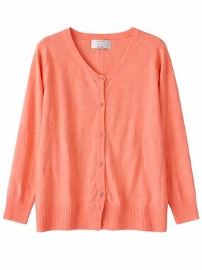 Avenue Coral Cardigan Sweater Size 18/20 Lightweight Button Front Rhinestone